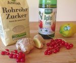 Zutaten für Shrubs und Switchel: Ingwer, Johannisbeeren, Zitrone, Zucker, Apfelessig